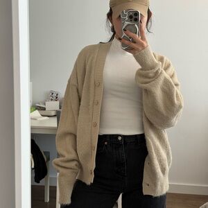 Beige Cozy Button-Up Cardigan